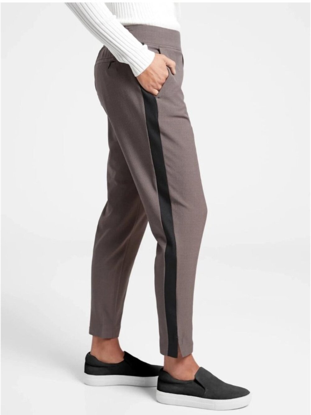 ATHLETA | Brooklyn Ankle Pant in Glen Plaid w/Side Stripe | Size 2P